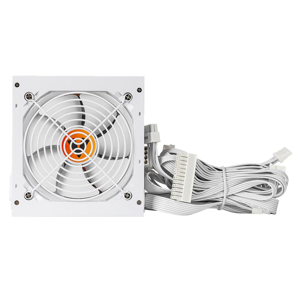 VIDA 500W ATX PSU, 80 Plus Bronze, Fluid Dynamic Ultra-Quiet Fan, PCIe, Flat White Cables, Power Lead Not Included, White
