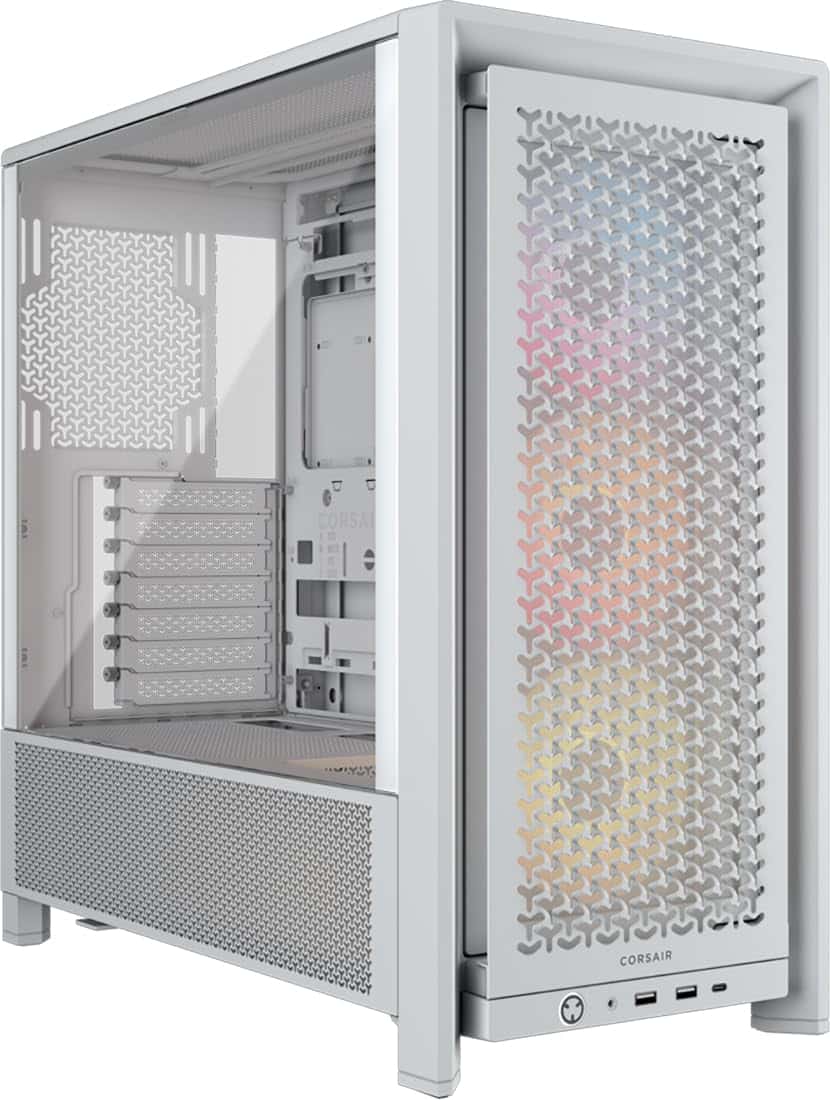 CORSAIR FRAME 4000D RS ARGB Modular Mid-Tower ATX PC Case – High Airflow, 3x Pre-Installed RS ARGB Fans, InfiniRail™ Fan Mounting System, ASUS BTF, MSI Project Zero, Gigabyte Project Stealth – White