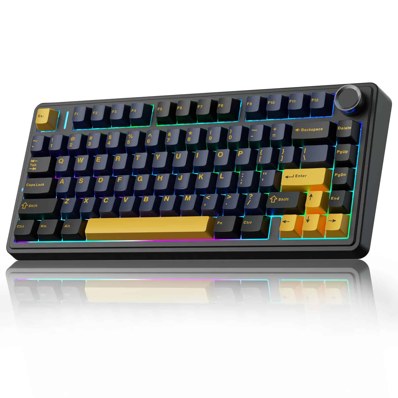 AULA F75 75% Wireless Mechanical Keyboard,2.4Ghz/Type-C/BT5.0 Gaming Keyboards,Advanced Structure,RGB Backlight,Hot Swappable Custom Keyboard for PC/Mac (Cool Black)