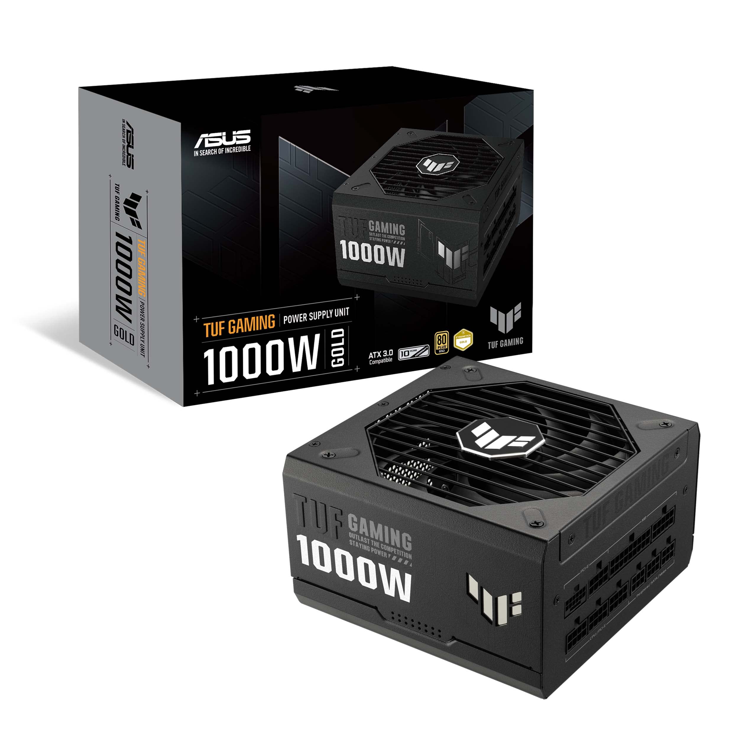 ASUS TUF Gaming 1000W Gold (1000 Watt, ATX 3.1 Compatible, Fully Modular Power Supply, 80+ Gold Certified, Military-grade Components, Dual Ball Bearing, Axial-tech Fan, PCB Coating, 10 Year Warranty)