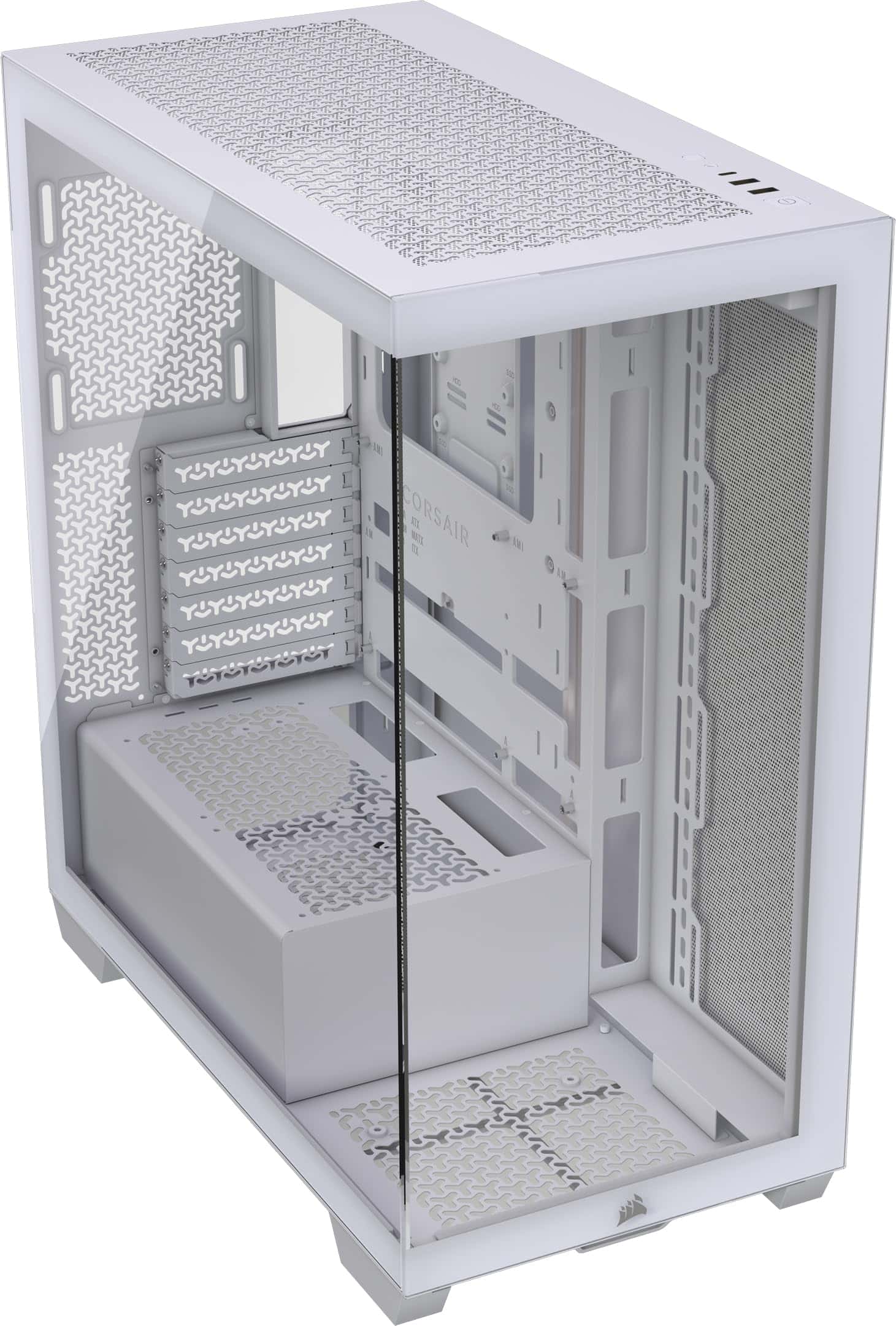 CORSAIR 3500X Mid-Tower ATX PC Case – Panoramic Tempered Glass – Reverse Connection Motherboard Compatible – No Fans Included – White