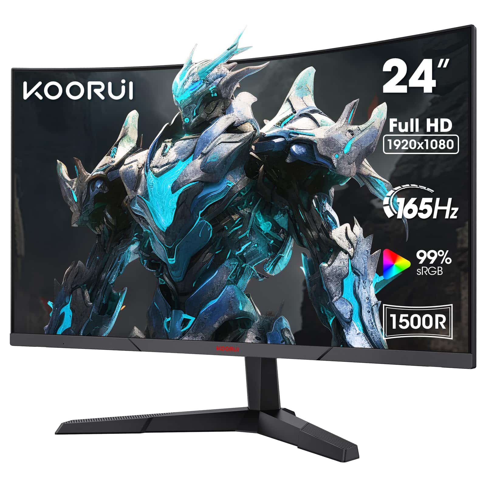KOORUI 24 Inch Gaming Monitor, 180Hz Curved Monitors, FHD 1080P VA 1ms 1500R PC Monitors with Adaptive Sync, HDMI X2-DP, VESA Compatible, Tilt Adjustable, Eye Care