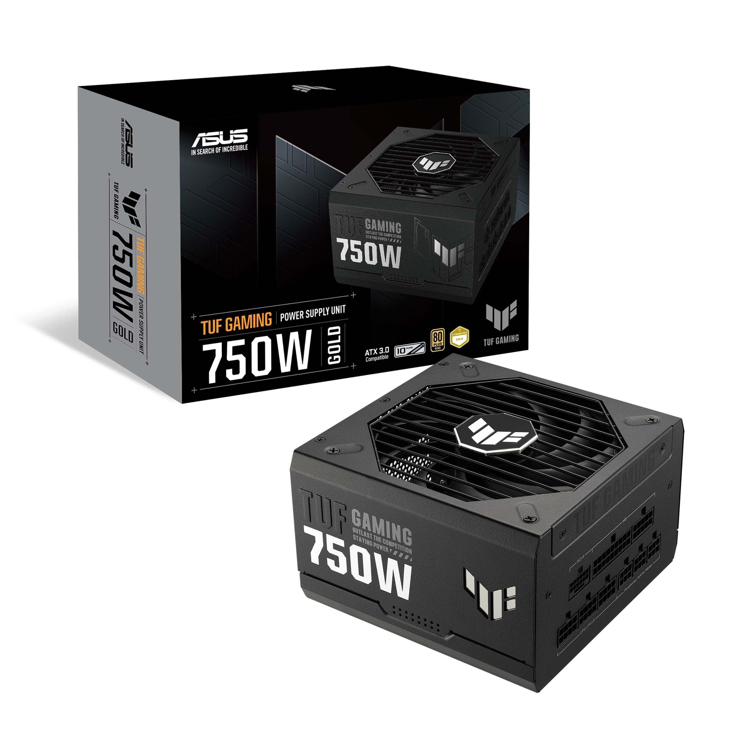 ASUS TUF Gaming 750W Gold (750 Watt, Fully Modular Power Supply, 80+ Gold Certified, ATX 3.1 Compatible, Military-grade Components, Dual Ball Bearing, Axial-tech Fan, PCB Coating, 10 Year Warranty)