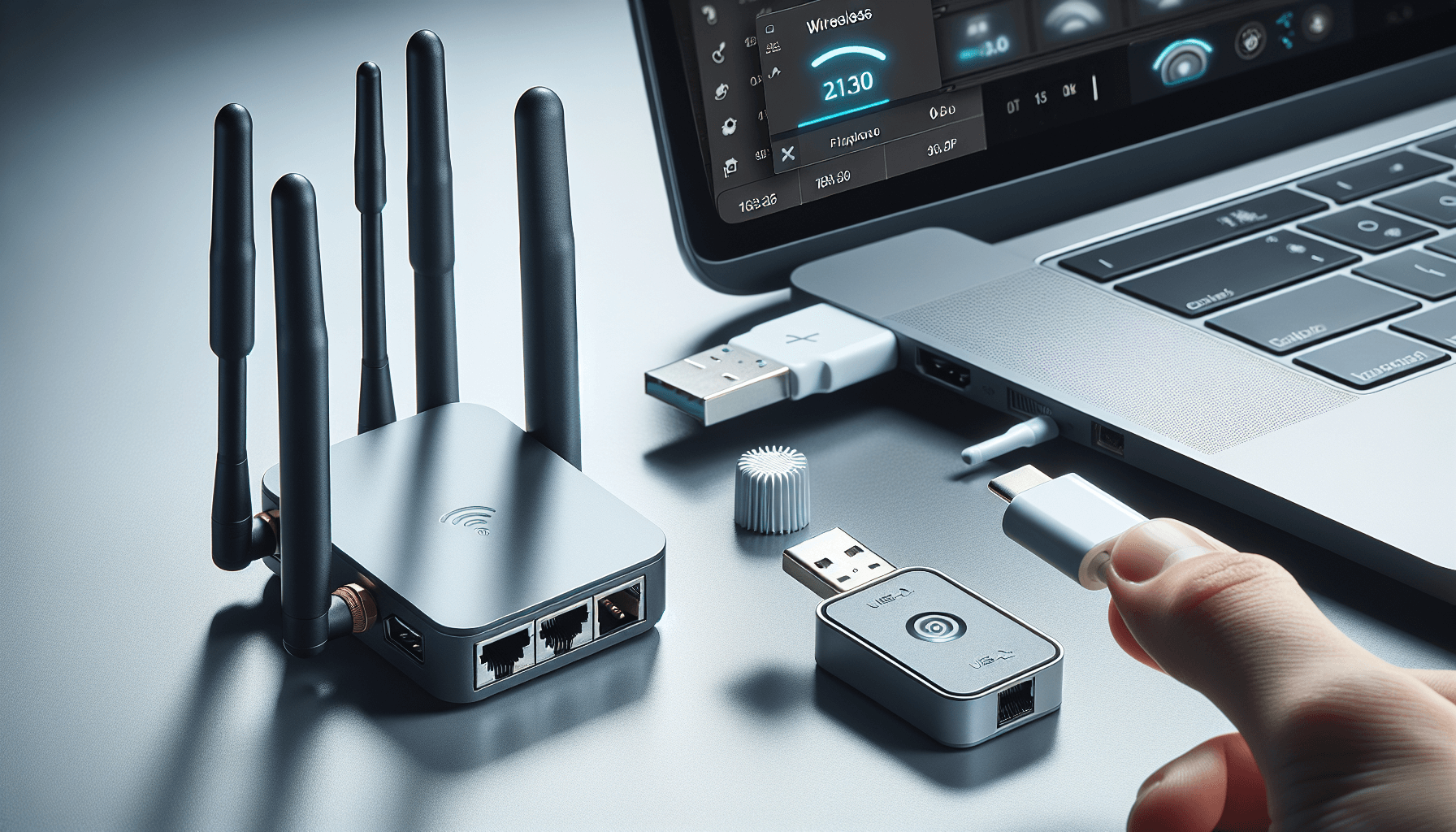 tp-link archer t2ub vs ugreen wifi dongle comparison showing multiple networking adapters illustration