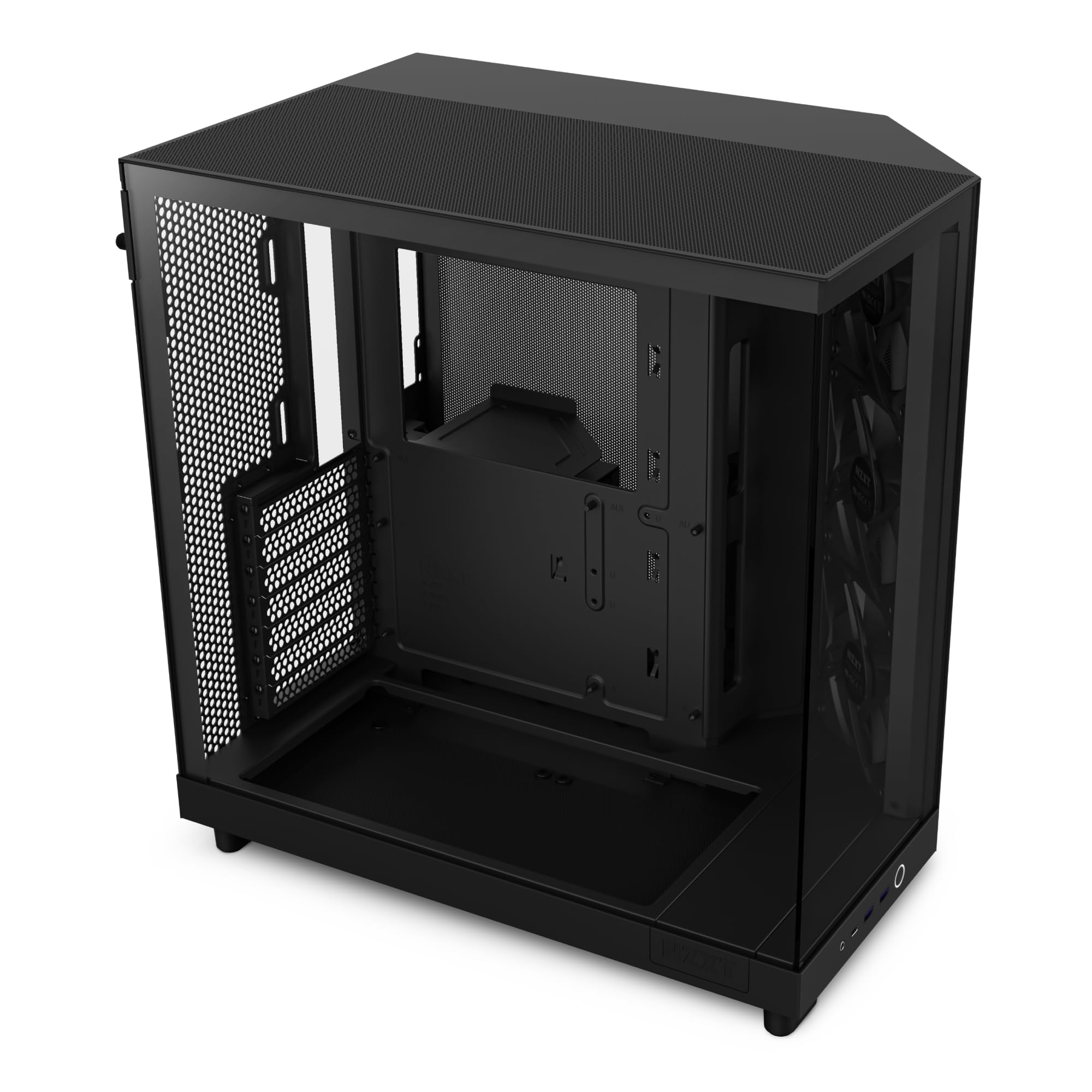 NZXT H6 Flow | CC-H61FB-01 | Compact Dual-Chamber Mid-Tower Airflow Case | Panoramic Glass Panels | High-Performance Airflow Panels | Includes 3 x 120mm Fans | Cable Management | Black