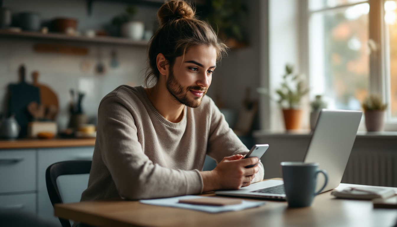 A business owner comparing a website on a laptop and on a phone