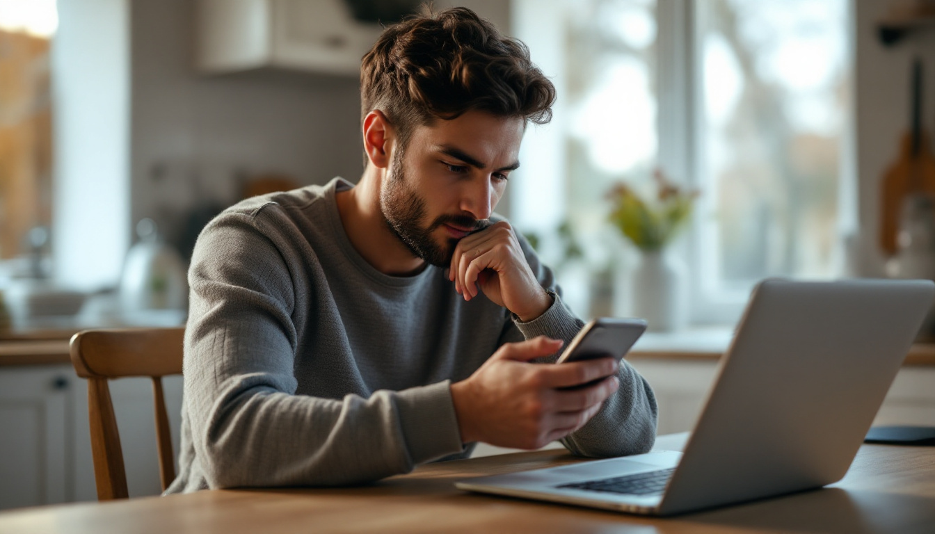 A business owner loading their own website on a phone