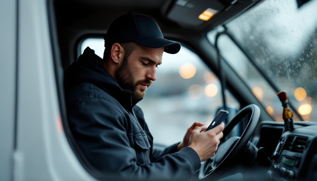 A tradesperson checking a missed enquiry on his phone