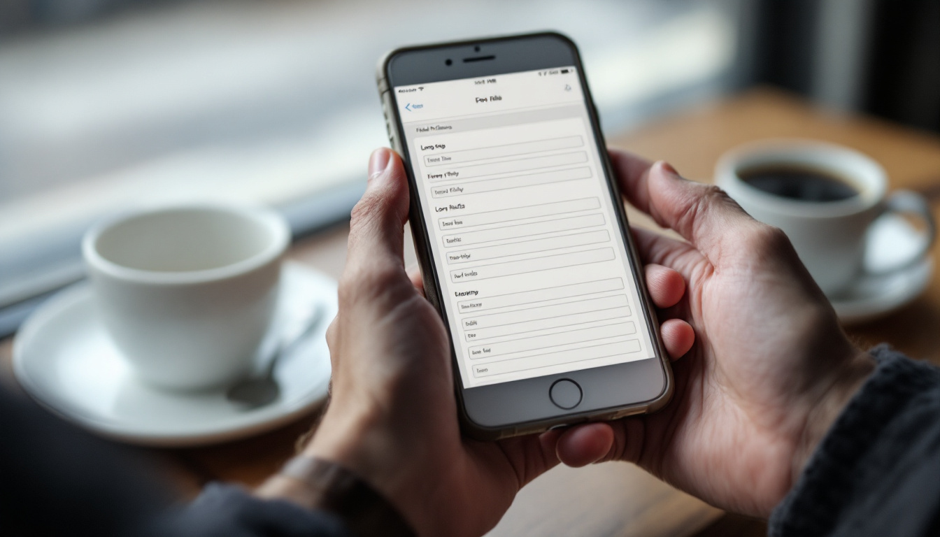 A long contact form being filled in on a phone